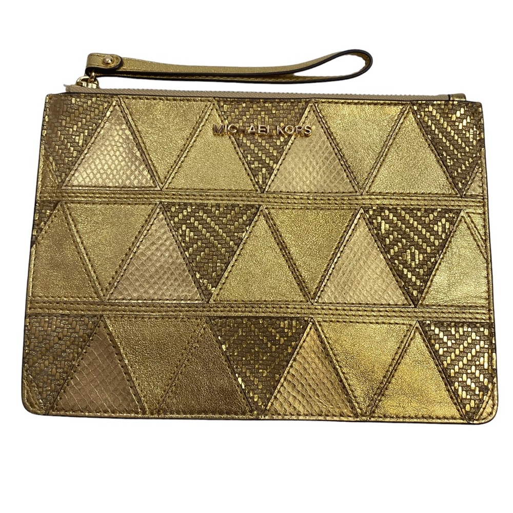 Michael Kors Gold Patchwork Leather Large Wristle… - image 1